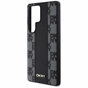 DKNY Nahkainen Checkered Pattern MagSafe Suojakuori Samsung Galaxy S25 Ultra:lle - musta