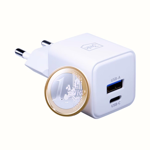 Valkoinen 3mk Hyper GaN -seinälaturi, 20 W, QC4+/PD/PPS, USB 1A1C, EU