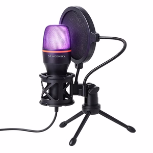 Wozinsky Studio Gaming USB-tietokonemikrofoni RGB-valaistulla jalustalla – musta