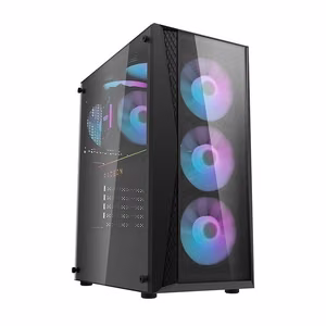 Darkflash DK352 Plus tietokonekotelo (musta) + 4 RGB-tuuletinta
