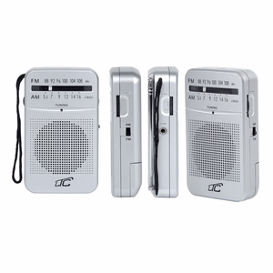 LTC kannettava taskuradio LEGA, AM/FM, mini jack, hopea