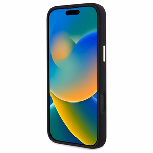 Guess Silikoninen Logo Strass 4G suojakuori iPhone 16:lle - musta