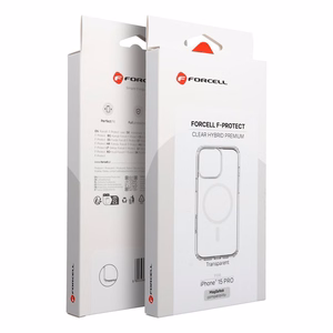 Suojakuori iPhone 15 PRO:lle Forcell F-Protect Clear Hybrid Premium yhteensopiva MagSafen kanssa läpinäkyvä