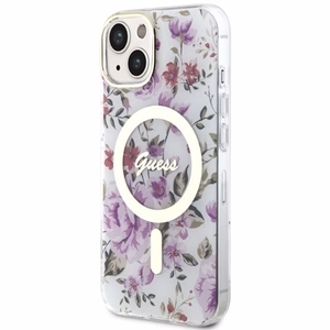 Guess GUHMP14MHCFWST iPhone 14 Plus 6.7 läpinäkyvä suojakuori Flower MagSafe