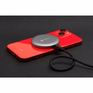 FORCELL F-ENERGY Smart Charge Qi2 15W langaton laturi 150cm irrotettavalla kaapelilla MagSafe-yhteensopiva hopea