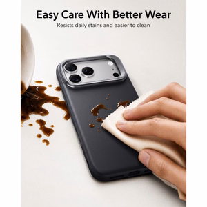 ESR Leather -suojakuori laitteelle iPhone 18 Pro / 17 Pro, tuella, MagSafe-yhteensopiva – musta