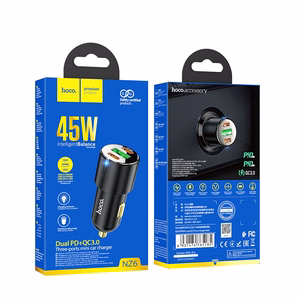 Autolaturi Hoco NZ6 PD45W 2xUSB-C/1xUSB-A musta