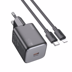 Puhelinlaturi Hoco USB C QC PD 20W + kaapeli USB C - Lightning N40 musta