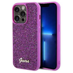 GUESS GUHCP14XPMSDGSF Disco Script Metal -suojakuori iPhone 14 Pro Maxille - fuksia
