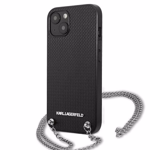 Karl Lagerfeld Nahkainen Teksturoitu ja Ketju Suojakuori iPhone 13 / 14 / 15 6.1" - Musta