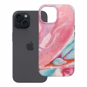 Suojakuori iPhone 15:lle Forcell F-Protect Mirage MagSafe-yhteensopiva Military Drop-Test vaaleanpunainen marmori