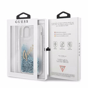 Guess GUHCP12SGLVSBL iPhone 12 mini 5.4" sininen/sininen kovakotelo Glitter Vintage Script Glitter Vintage Script