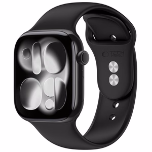 Tech-Protect silikoniranneke Apple Watch 44 / 45 / 46 / 49 mm -malleille, musta