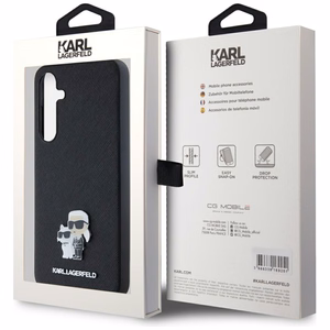 Original Pouch KARL LAGERFELD hardcase Saffiano Karl&Choupette Pin KLHCSA35SAKCNPK Samsung Galaxy A35:lle musta