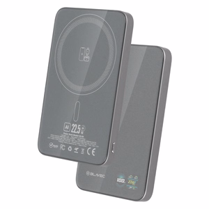 Blavec Power Bank 5000mAh BJ-04 Ultra Slim 7,8mm - Type C - 22,5W magnetic Magsafe 3 in 1 (PBBJ04-MC5G) grey glass