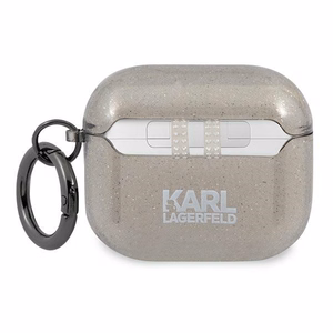Karl Lagerfeld Glitter Karl's Head -kotelo AirPods 3:lle - musta