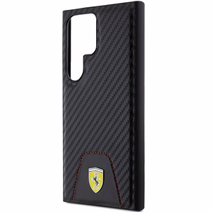 Ferrari Carbon Stitched Bottom suojakuori Samsung Galaxy S24 Ultra:lle - musta