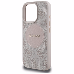 Guess 4G Circle Classic Logo MagSafe Suojakuori iPhone 16 Pro:lle - vaaleanpunainen