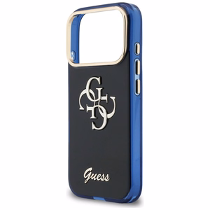 Guess IML 4G Script Metal Suojakuori iPhone 17 Pro:lle - Sininen