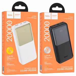 Hoco J136A varavirtalähde 22,5W+PD 20W 20000 mAh musta
