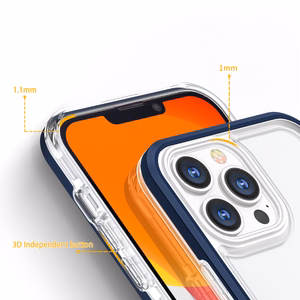 Kirkas 3in1 tapauksessa iPhone 13 Pro sininen kehys geeli kansi
