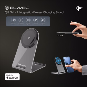 Blavec induktiivinen laturi BQI-01 Qi2 15W magneettinen Magsafe + Raptor kaapeli type C - type C (BQI01-QI2MS) hopeinen