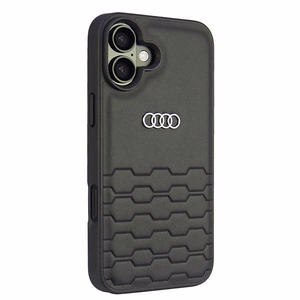 Audi Synteettinen Nahka iPhone 16 Plus 6.7" Musta/Musta Kova Suojakuori AU-TPUPCIP16M-GT/D2-BK