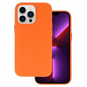 MagSafe nahkainen Suojakuori iPhone 15 Plus oranssi