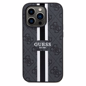 Guess 4G Printed Stripes MagSafe suojakuori iPhone 15 Pro Max:lle - musta