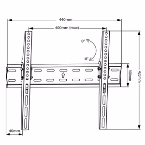 MACLEAN BRACKETS MC-862 alkuperäinen erittäin tukeva säädettävä helposti asennettava TV-kiinnike 26-55" 40 kg yleiskäyttöinen musta max VESA 400x400