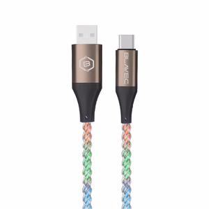Blavec Neon Kaapeli - USB Type C:lle - QC 3.0 60W 3A 1 metri Apple CarPlay/Android Auto (CNE-UC3L1) hohtava RGB