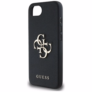 Guess PU Grained 4G Metal Logo suojakuori iPhone 16e:lle - musta