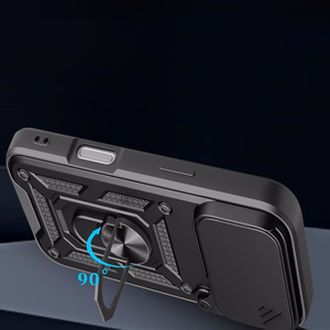 Hybrid Armor Camshield Suojakuori jalustalla ja kameran suojuksella iPhone 17 Pro:lle - musta