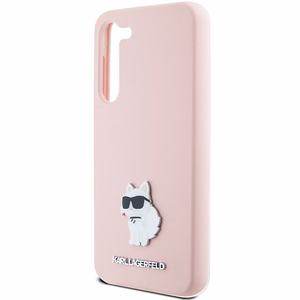 Karl Lagerfeld Silikoninen Choupette Metal Pin Suojakuori Samsung Galaxy S23+:lle - vaaleanpunainen