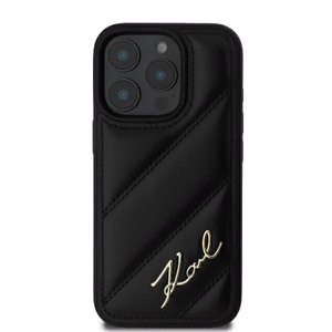 Karl Lagerfeld Quilted Signature Suojakuori iPhone 16 Pro:lle - musta