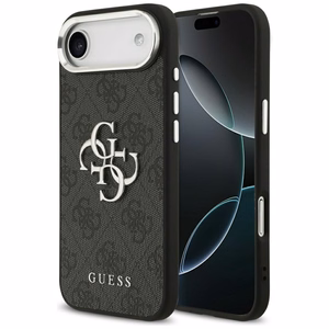 GUESS suojakuori iPhone 17 Air GUHCP17MP4G4SMCK (4G PU-nahkakuori isolla 4G- ja Classic-logolla sekä hopeisella metallikameran kehyksellä) musta