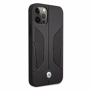 BMW Nahka rei'itetyt sivut Kotelo iPhone 12 / iPhone 12 Pro - musta