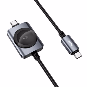 Hoco USB C to USB C cable PD100W with wireless charging for Apple Watch 1,2 m CW66 black