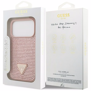 Guess Rhinestone Triangle Logo iPhone 17 Pro Suojakuori - vaaleanpunainen