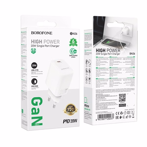 Borofone Wall charger BN26 Fuente - Type C - PD 20W white