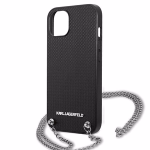 Karl Lagerfeld KLHCP13SPMK iPhone 13 mini 5,4 "kovakotelo musta / musta nahka kuvioitu ja ketju