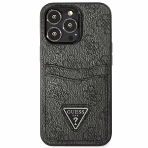 Guess GUHCP13LP4TPK iPhone 13 Pro / 13 6.1" musta/musta kova Suojakuori 4G Triangle Logo Cardslot