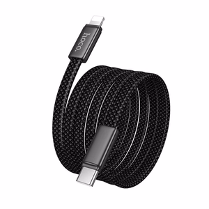 Litteä kaapeli USB C - Lightning Hoco PD 30W 1 m X125 musta