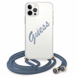 Guess GUHCP12MCRTVSBL iPhone 12/12 Pro 6.1" sininen/sininen kovakotelo Script Vintage