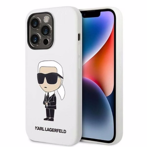 Karl Lagerfeld Silicone Ikonik suojakuori iPhone 14 Pro Max:lle - valkoinen