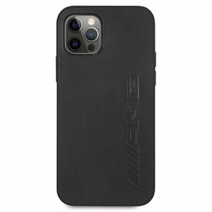AMG Nahka Hot Stamped Kotelo iPhone 12 Pro Max - musta