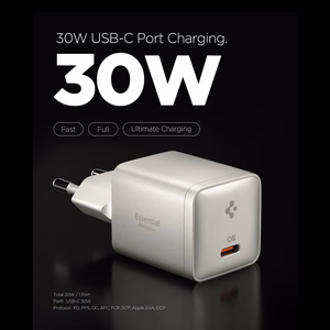 Spigen Essential EE301EU 1-porttinen 30 W seinälaturi – titaanin värinen