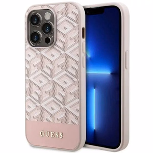Guess GUHMP14LHGCFSEP iPhone 14 Pro suojakuori MagSafe vaaleanpunainen GCube Stripes