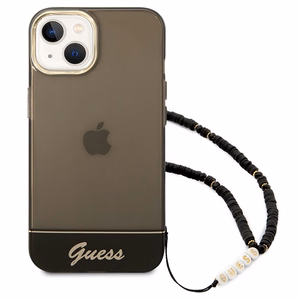 Guess GUHCP14SHGCOHK iPhone 14 6.1 "musta / musta kovakotelo läpikuultava Pearl hihna