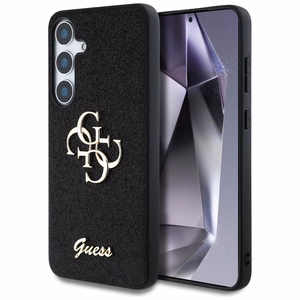 GUESS Fixed Glitter Big 4G Metal Logo Suojakuori Samsung Galaxy S25 Musta